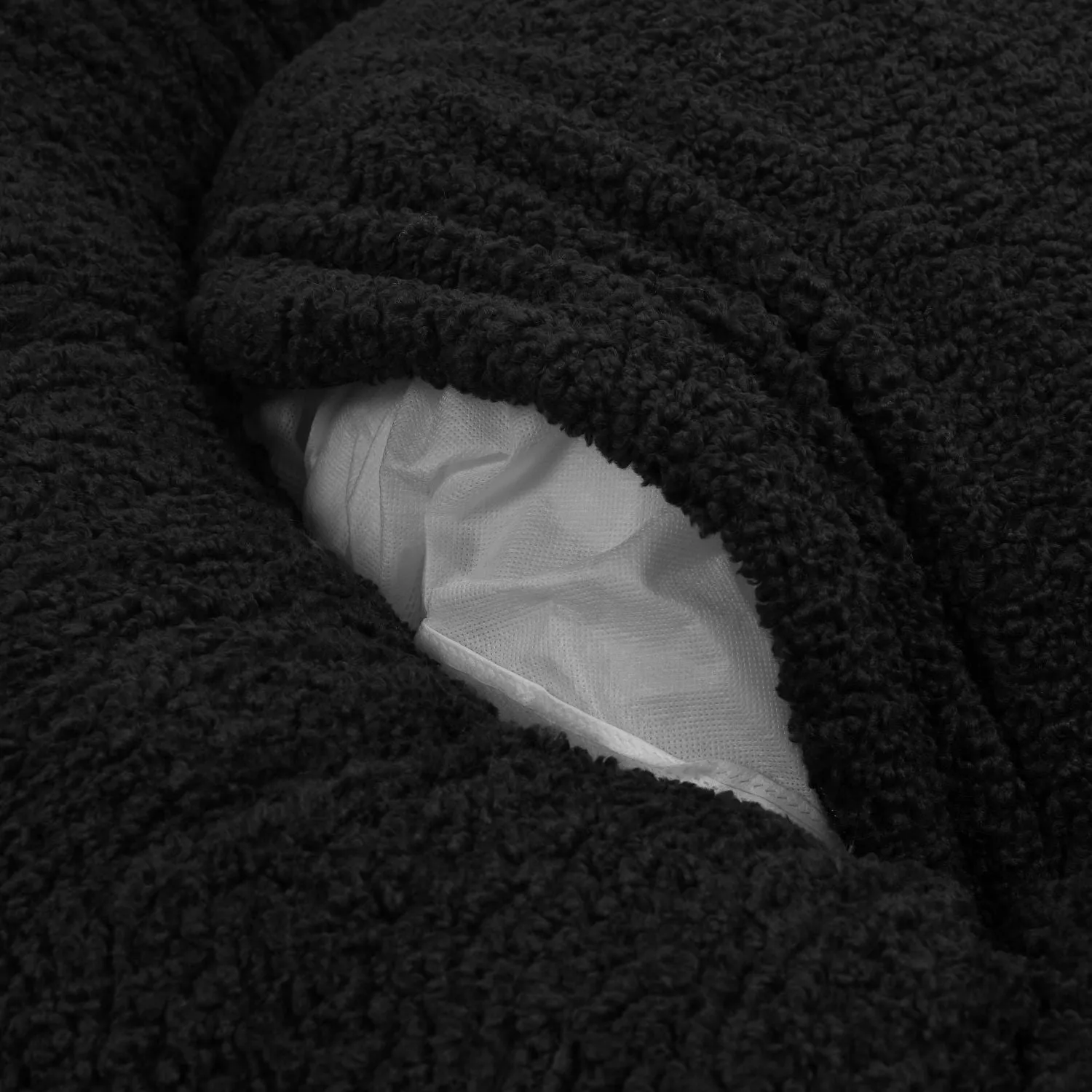 Teddy Fleece Round Donut Pet Bed - Charcoal