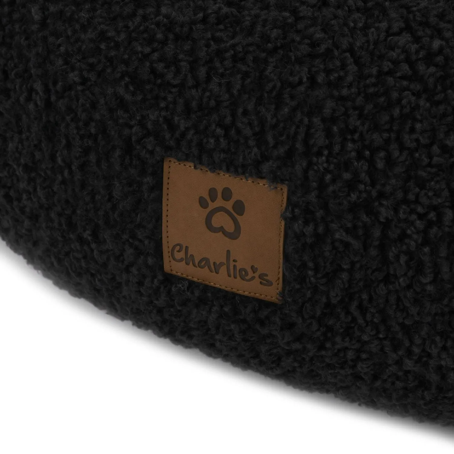 Teddy Fleece Round Donut Pet Bed - Charcoal