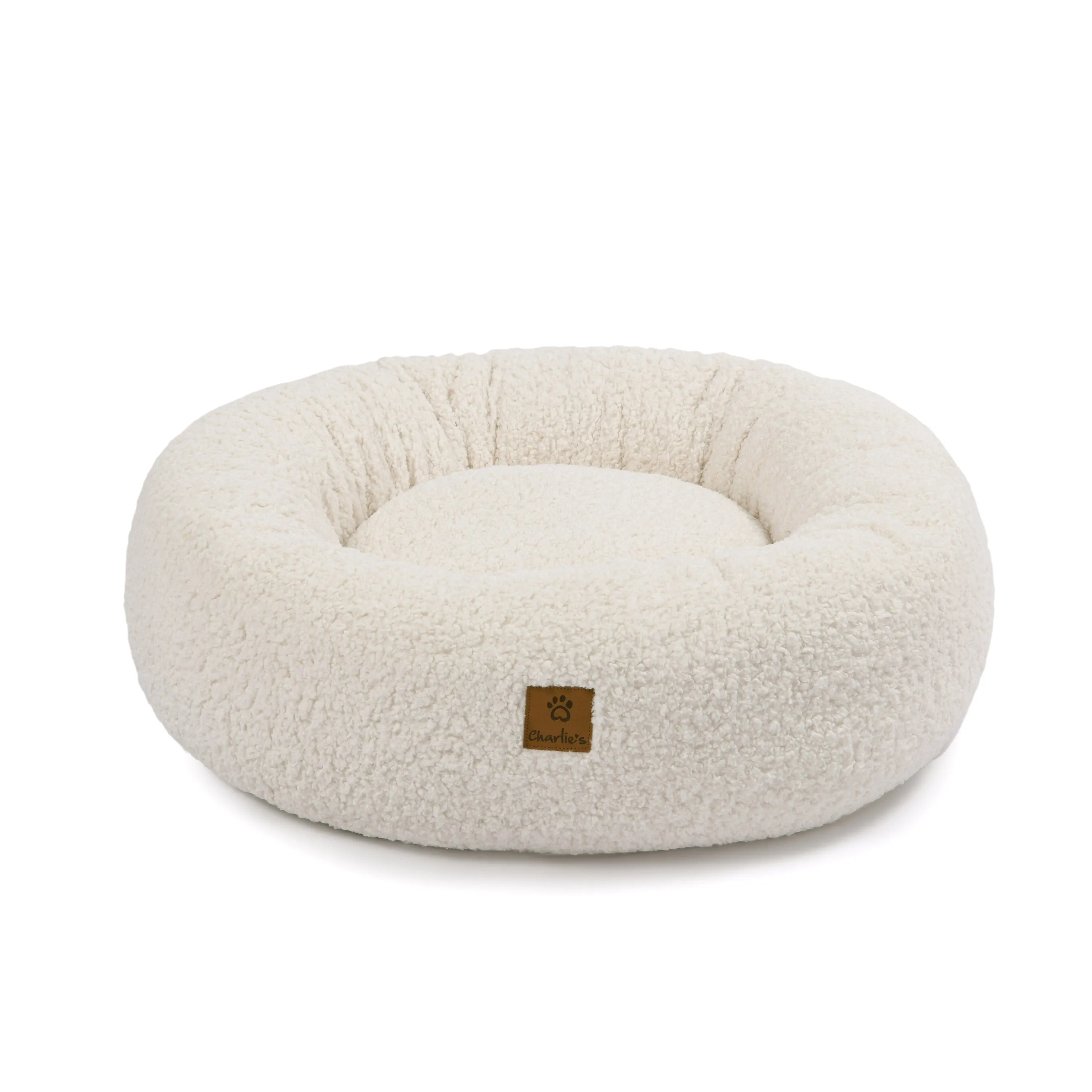Teddy Fleece Round Donut Pet Bed - Cream