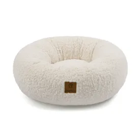 Teddy Fleece Round Donut Pet Bed - Cream