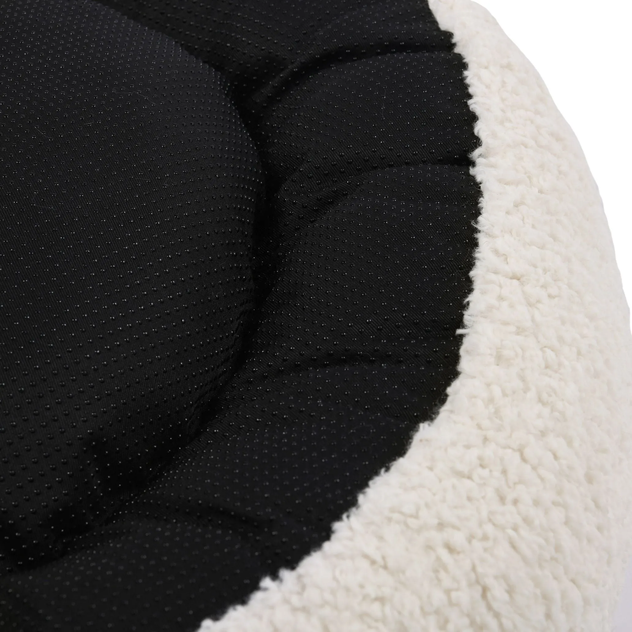 Teddy Fleece Round Donut Pet Bed - Cream
