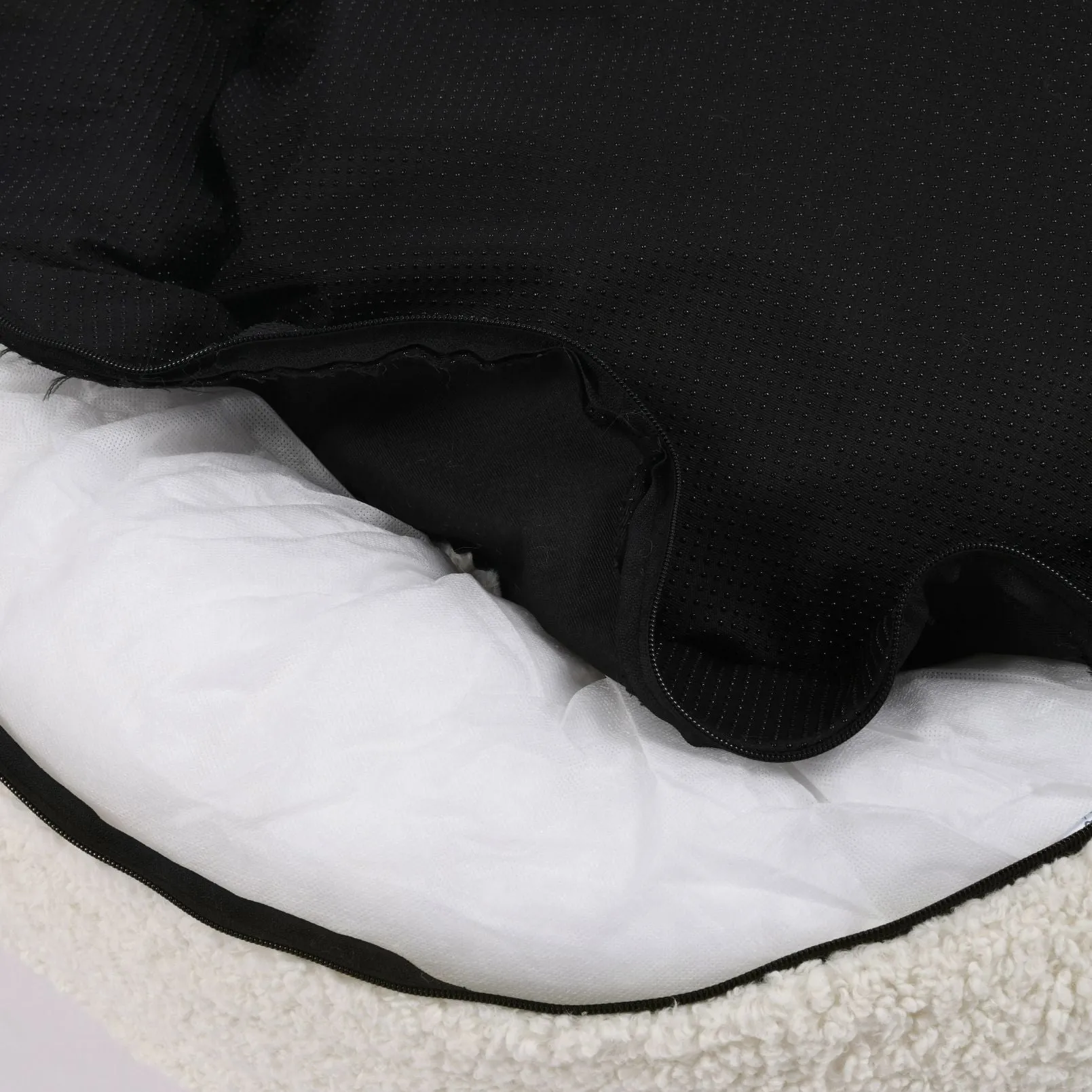 Teddy Fleece Round Donut Pet Bed - Cream