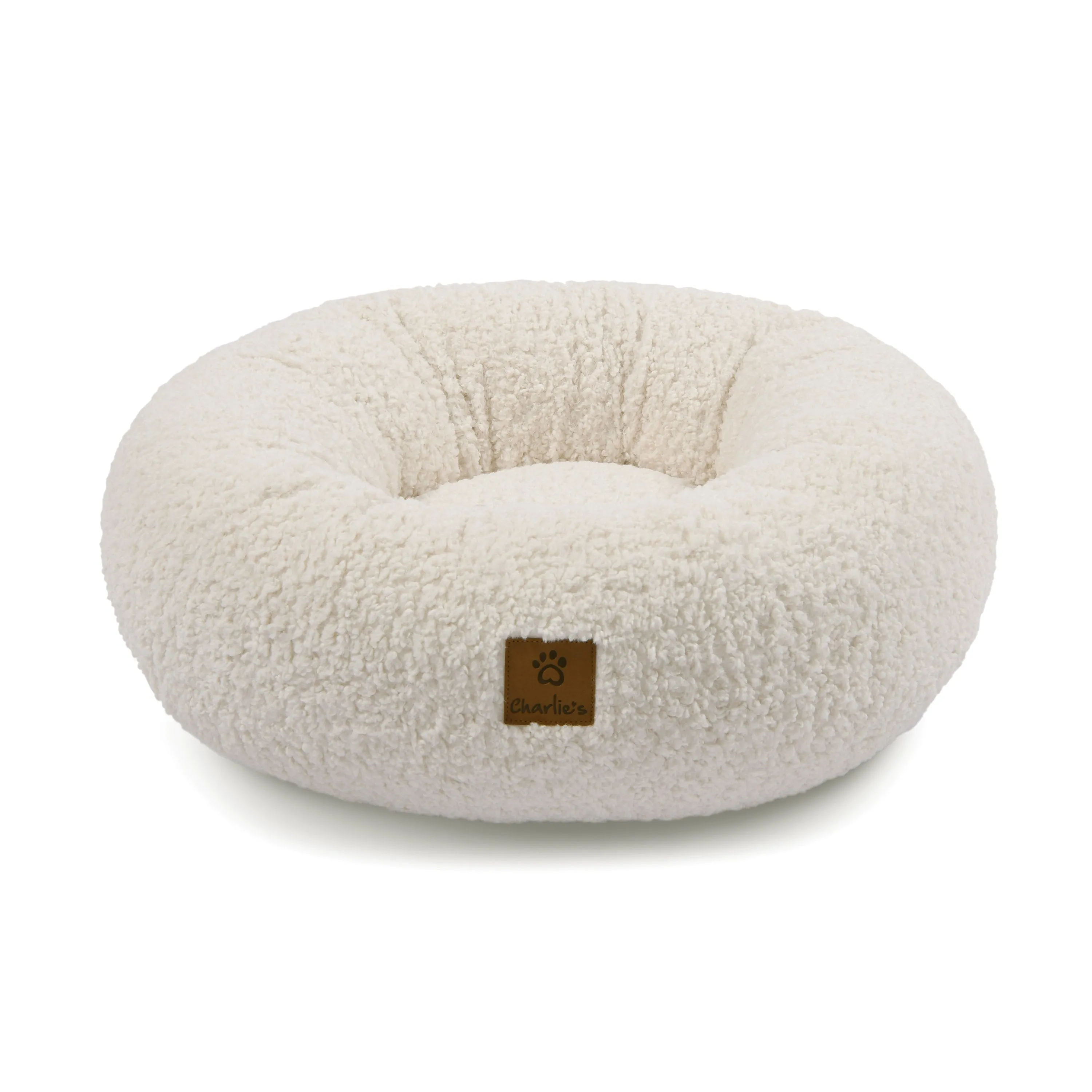 Teddy Fleece Round Donut Pet Bed - Cream