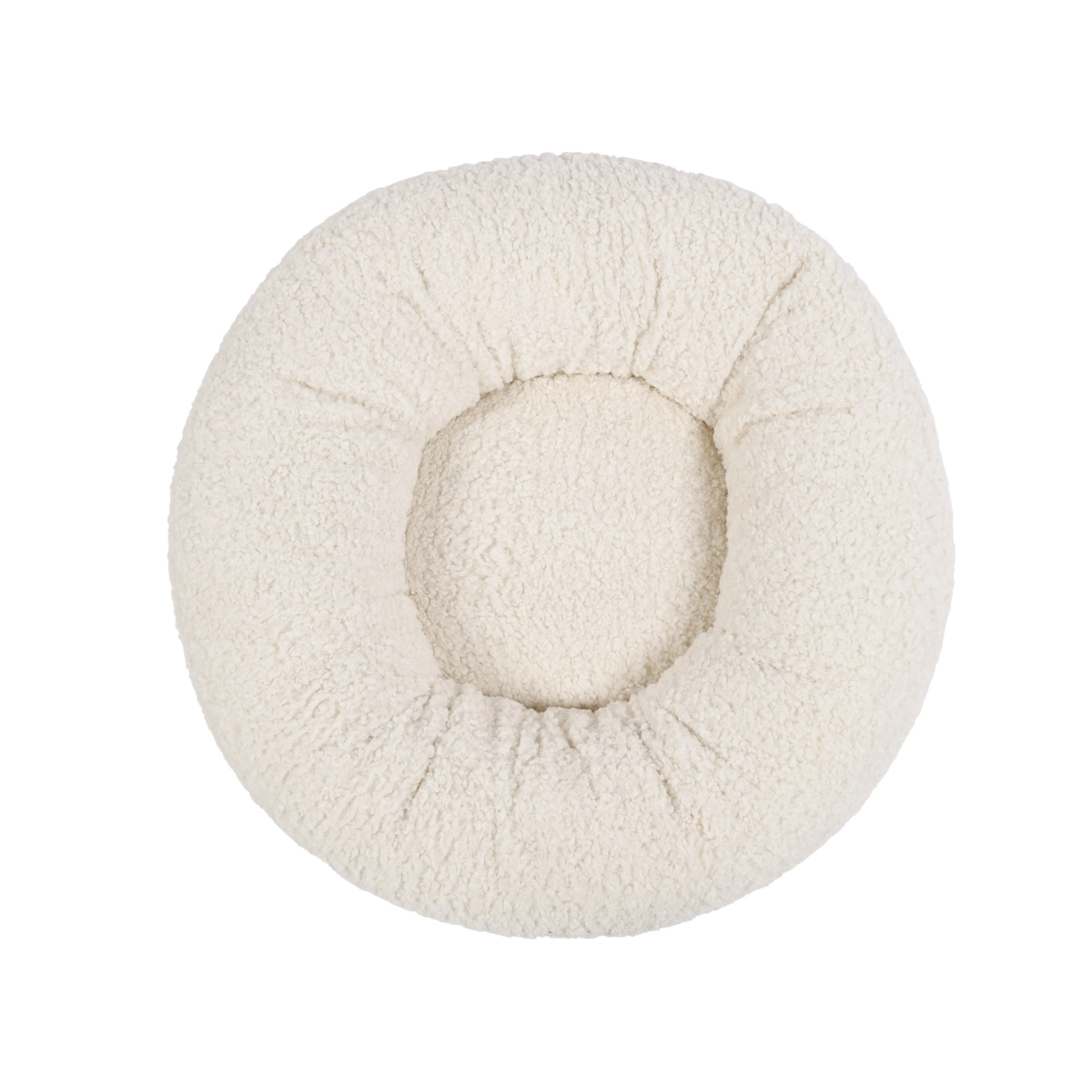 Teddy Fleece Round Donut Pet Bed - Cream