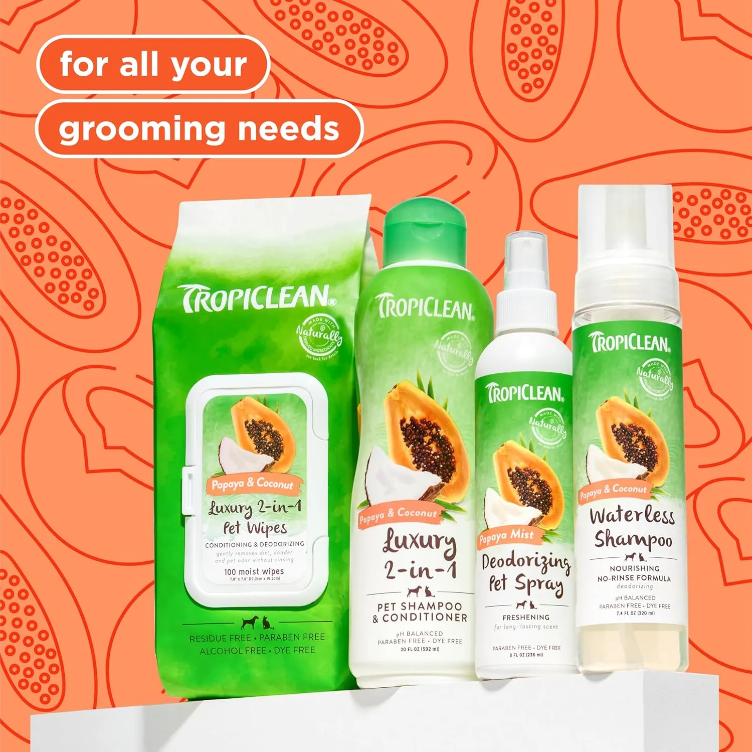 TropiClean 2-in-1 Dog Shampoo and Conditioner, Professional Dog Shampoo, Moisturizing Detangler, Puppy Safe, Made in USA, Papaya Scent, 2.5 Gallon