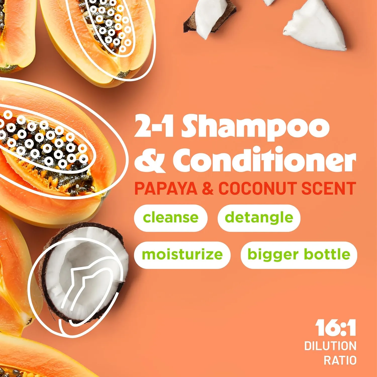 TropiClean 2-in-1 Dog Shampoo and Conditioner, Professional Dog Shampoo, Moisturizing Detangler, Puppy Safe, Made in USA, Papaya Scent, 2.5 Gallon