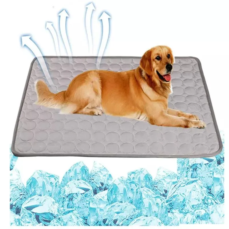 Washable Dog Cooling Mat Ice Silk Pet Self Cooling Pad Blanket