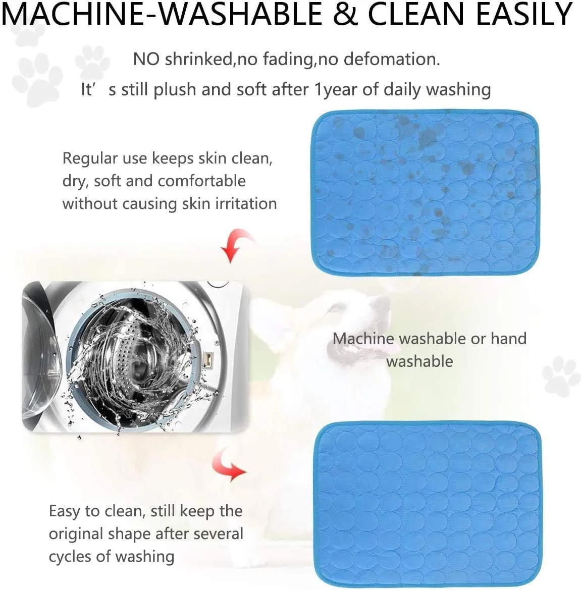 Washable Dog Cooling Mat Ice Silk Pet Self Cooling Pad Blanket