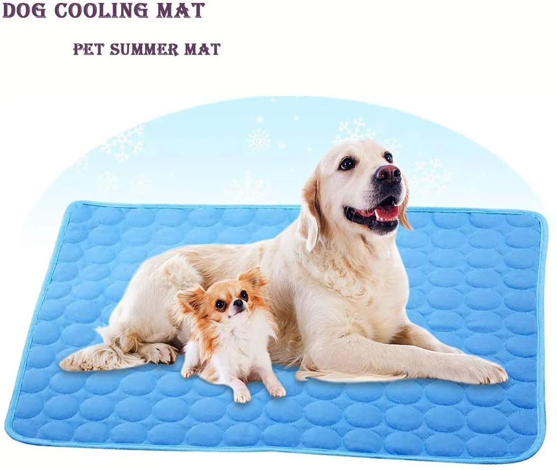 Washable Dog Cooling Mat Ice Silk Pet Self Cooling Pad Blanket