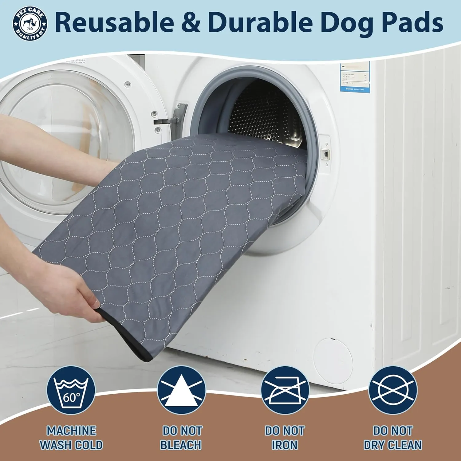 Washable Pee Pads for Dogs, 36x72 Reusable Puppy Pads with Fast Absorbent, Waterproof Reusable Pee Pads for Whelping, Traing, Incontinence and Potty, 3 Pack, Grey.