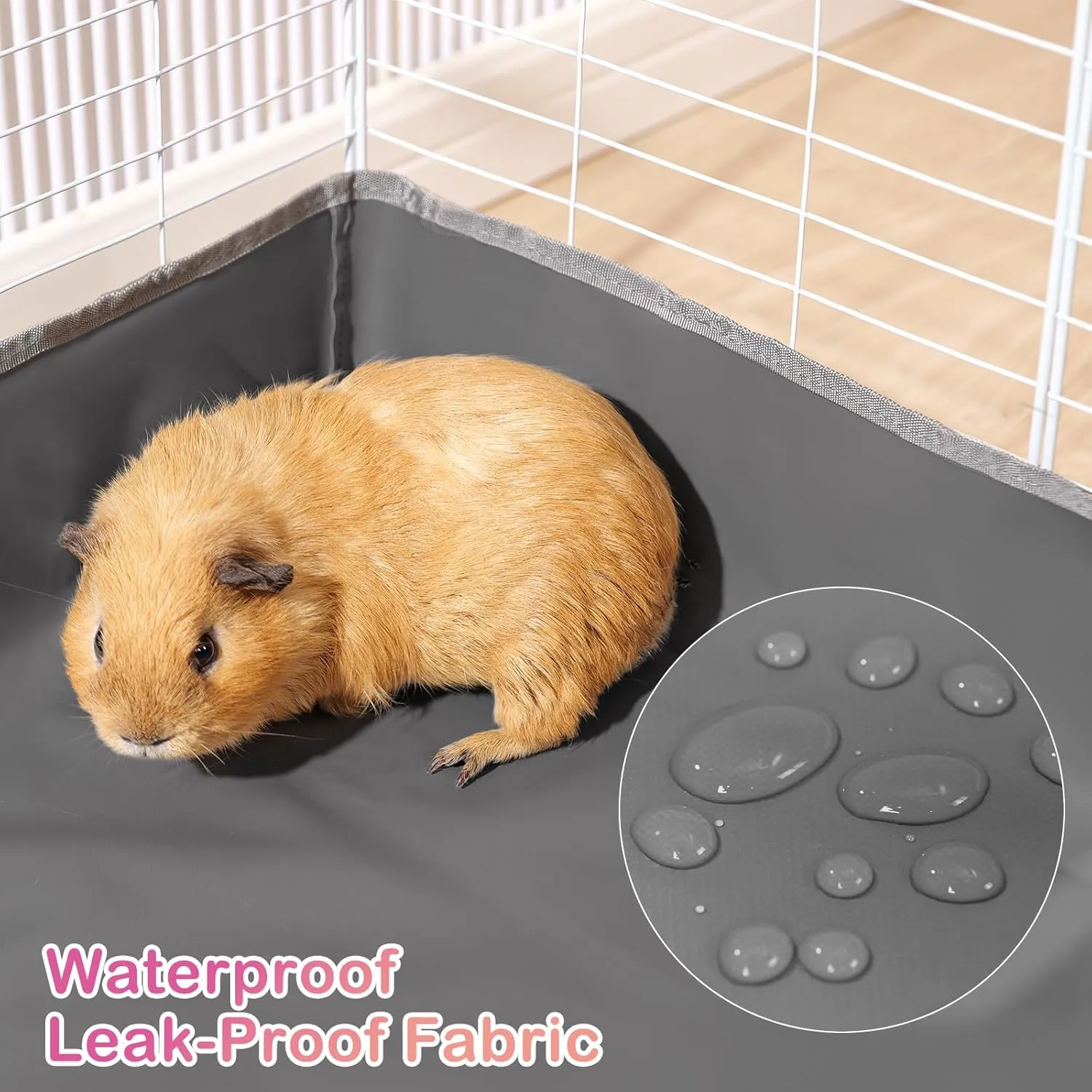 Waterproof Guinea Pig Cage Liner,Washable Tarp Bottom Base,Cage Liners for Small Animals,Hamster Chinchilla Hedgehog Ferret Rabbit. (Dark Grey-Paw, 24" X 48")