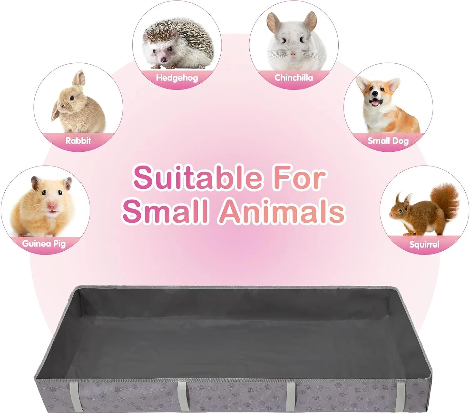Waterproof Guinea Pig Cage Liner,Washable Tarp Bottom Base,Cage Liners for Small Animals,Hamster Chinchilla Hedgehog Ferret Rabbit. (Dark Grey-Paw, 24" X 48")