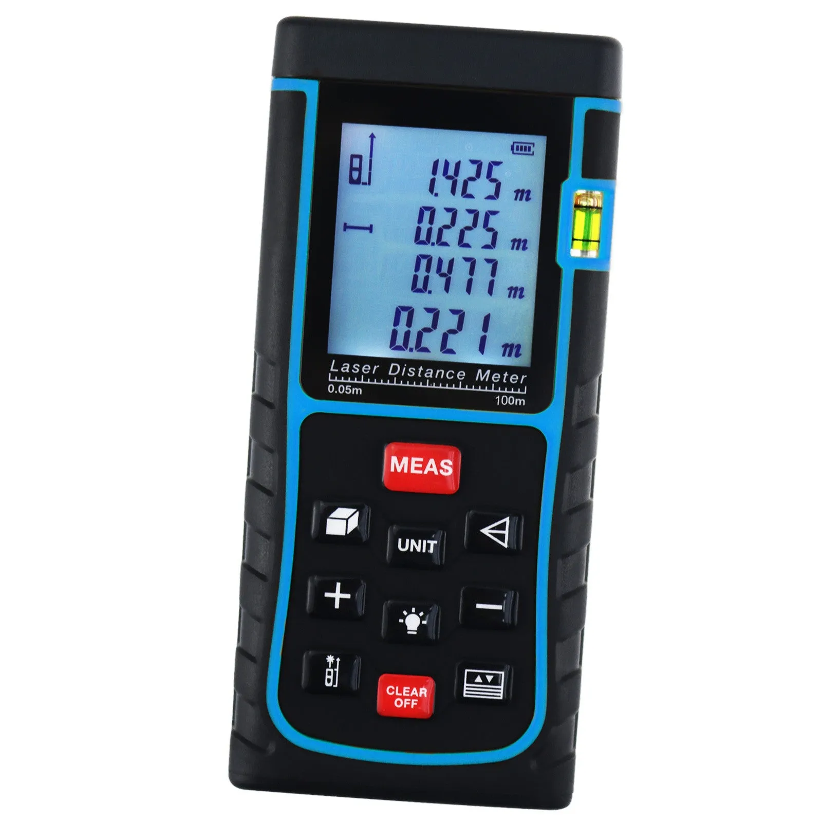 X01RZ-E100  Laser Distance 100 Meter Area Volume Pythagorean w/ Spirit Level Measurer Range Finder