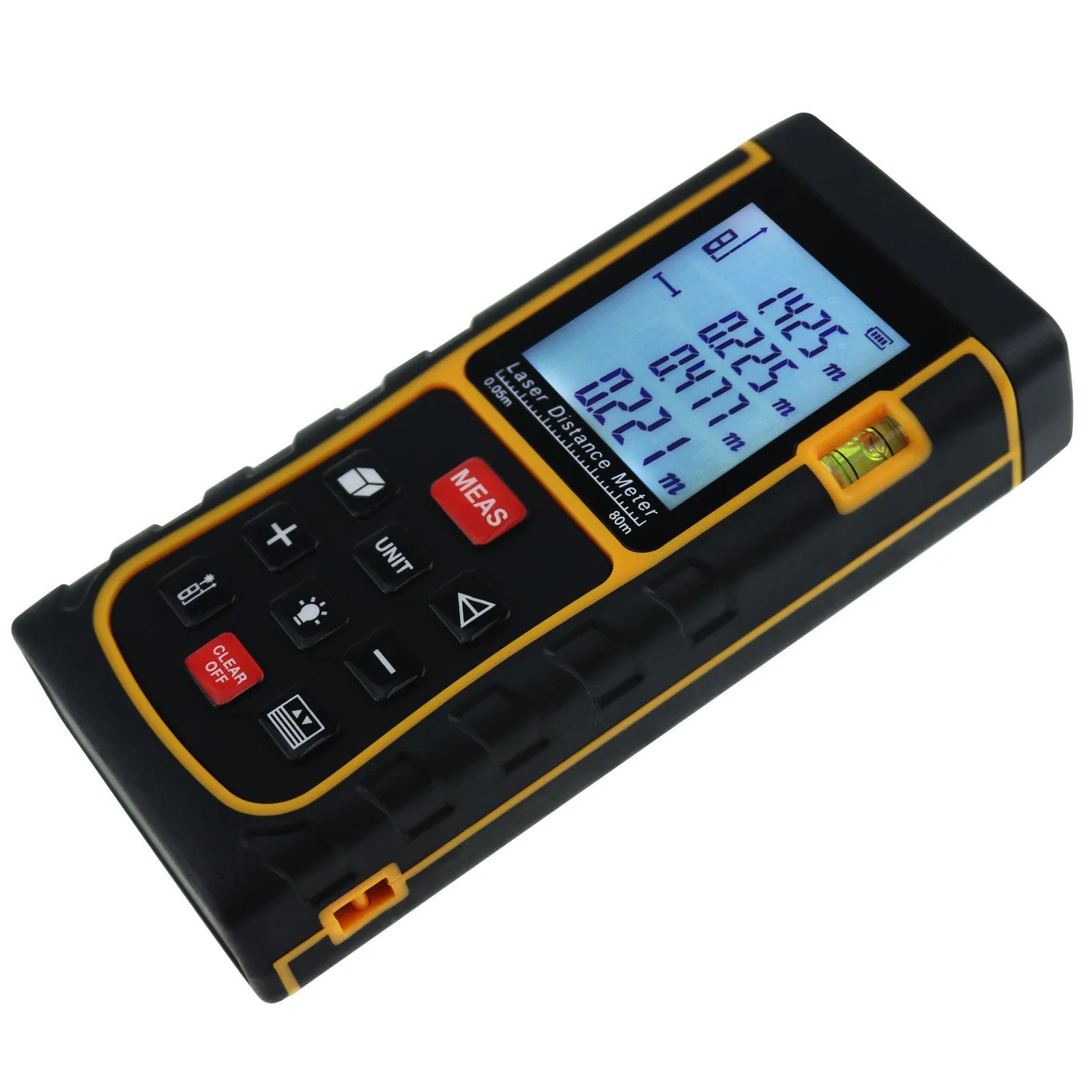 X01RZ-E80 Digital 80 Meter Laser Distance Area Volume Pythagorean Range Finder w/ Spirit Level